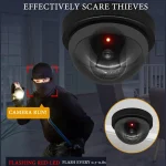Creative Black Plastic Dome CCTV Dummy Camera Flashing Led Fake Camera Power Via AA Battery Surveillance Security System 4