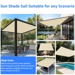 Waterproof Straight Edge Sun Shade Sail with Grommets Garden Sunscreen Pergola Shade Cover Canopy For Outdoor Garden Patio Tent 5