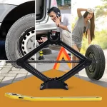 2T/3T Car Scissor Jack Auto Emergency Crank Lift Stand Labor-Saving Repair & Tire Replacement Tool with Wrench for SUV Vehicles 2