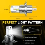 AUXITO 30000LM H4 LED Lights Bulb CANBUS 9003 HB2 LED Headlights High and Low Beam with Fan Wireless 60W Car Headlamp 12V 2Pcs 6