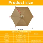 Replaceable Parasol Top Cloth Garden Outdoor Patio Canopy Umbrella Cover Sunshade Garden Canopy UV Protection 2m/2.5m/2.7m/3m 5