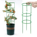 9 Pcs/set 3 Layers Plant Support Plant Stakes Round Plant Support Ring Plastic Plant Cage Holder Flower Pot Climbing Trellis 3