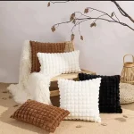 1PCS Imitation Rabbit Plush Throw Pillow Case Living Room Sofa ThrowPillow Cushion Office Solid Color Waist Pillow Bedroom 3