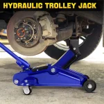 PRO. 2 Ton Hydraulic Trolley Steel Jack,Flat Lifting Height 135-320 mm, 360° Wheels Car Lifter Axle Stand for Workshop Home 5