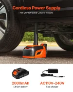 SucceBuy Electric Car Jack, 5T Adjustable Electric Scissor Jack Tire Changer with LED Light & Remote Controlfor Sedan SUV Truck 4
