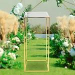 Gold Metal Flower Stand 80cm Tall Elegant Iron Column for Wedding, Party, Home, Garden Decor 3