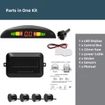 Car LED Parking Sensor Kit 4 Sensors 22mm Backlight Display Reverse Backup Radar Monitor System 12V 8 Colors 6