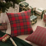 45x45cm Christmas Pillow Cases Checkered Cushion Cover Decorative for Sofa Plaid Woven Pillowcase for Festive Party Occasions 5