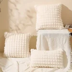 1PCS Imitation Rabbit Plush Throw Pillow Case Living Room Sofa ThrowPillow Cushion Office Solid Color Waist Pillow Bedroom 5