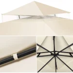3x3M Garden Gazebo Tent Cover Canopy Replacement Top Canopy Cover 2 Tier Outdoor Patio Garden Tent Roof Top for Patio Sunshade 3