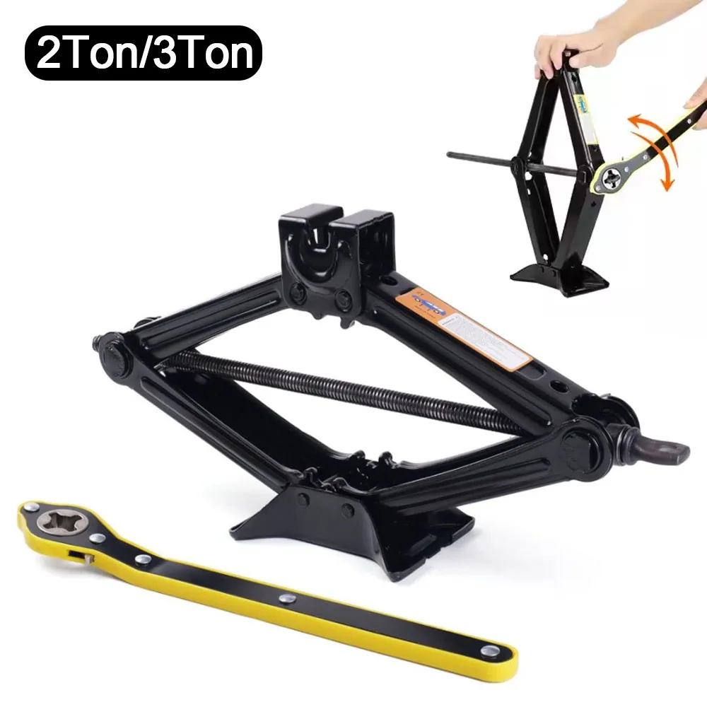 2T/3T Car Scissor Jack Auto Emergency Crank Lift Stand Labor-Saving Repair & Tire Replacement Tool with Wrench for SUV Vehicles 2T/3T Car Scissor Jack Auto Emergency Crank Lift Stand Labor-Saving Repair & Tire Replacement Tool with Wrench for SUV Vehicles