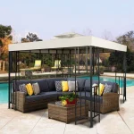 3x3M Garden Gazebo Tent Cover Canopy Replacement Top Canopy Cover 2 Tier Outdoor Patio Garden Tent Roof Top for Patio Sunshade 5