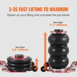 SucceBuy Pneumatic Jack 3 Ton/5 Ton Triple Bag Air Jack Quick Lift Heavy Duty Car Repair Jacks Folding Rod Jacks with Two Wheels 3