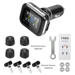 TY09 Smart Cigarette Lighter USB TPMS Car Tire Pressure Alarm Monitor System 4 Sensors Display Tyre Pressure Temperature Alarm 6