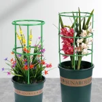 9 Pcs/set 3 Layers Plant Support Plant Stakes Round Plant Support Ring Plastic Plant Cage Holder Flower Pot Climbing Trellis 2