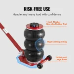 SucceBuy Pneumatic Jack 3 Ton/5 Ton Triple Bag Air Jack Quick Lift Heavy Duty Car Repair Jacks Folding Rod Jacks with Two Wheels 6