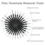 30Pcs Terminal Pin Removal Tool Kit Stainless Steel Pin Extractor Tool Reusable Electrical Wire Connector Pin Release Tool Auto 3