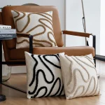 Boho Style Chenille Decorative Throw Pillow Cover Soft Geometric Lines Cushion Covers 45x45 3-color Pillowcase Sofa Living Room 3