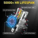 AUXITO 2Pcs 22000LM H4 9003 LED Headlight Bulbs Canbus 6500K White H4 HB2 LED High Low Beam Car Head Lamps Vehicle Light 120W 3