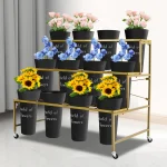 3 Tier Plant Stand with 12 Pots Rolling Flower Display Stand 110lbs Capacity Metal Garden Shelf with Wheels for Balcony Patio 4
