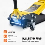 SucceBuy 2T Low Profile Floor Jack Iron Hydraulic Racing Floor Jack Hydraulic Car Jack with Single/Dual Piston Quick Lift Pump 4