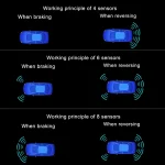 8 Parktronic Parking Sensors Kit Reversing Front and Rear Car Backup Radar Detector Backing Assistance Sound Aler AID 6