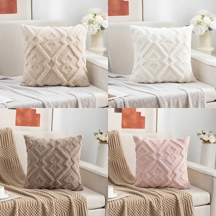 1pc Soft Plush Decorative Cushion Covers Luxury Style Throw Pillow Covers European Pillow Shell for Sofa Bedroom Diamond Shape