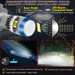 Double Lens Mini Car Headlight H7 Lamp Projector LED Bulb Canbus 120W 6000K 30000LM 12V Hi/Low Beam Auto motocycles Headlamp 5
