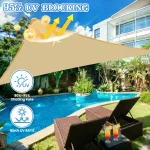 Sun Shade Sail Outdoor Patio Canopy Triangle Sunscreen UV Protection Beach Pool Rust Resistant Wind Sail for Yard Deck Lawn Tent 3