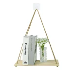 Wooden Wall Shelves Hemp Rope Swing Wall Floating Shelves Hanging Plant Flower Pot Tray for Home Room Garden Outdoor Decoration 2