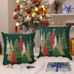 45x45cm Christmas Pillow Cases Checkered Cushion Cover Decorative for Sofa Plaid Woven Pillowcase for Festive Party Occasions 4