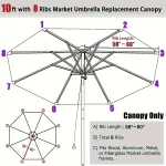 Green Replacement Umbrella Canopy 27m 8 Ribs Waterproof Garden Backyard Pool Cantilever Sunshade 9FT 10FT 6 Ribs 8 Ribs Cover 5