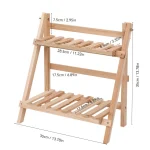 2 Tiers Plant Stand Bamboo Indoor Tabletop Bamboo Succulent for Window Sill Plant Shelf Rack Flower Pot Holder 2
