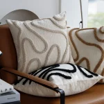 Boho Style Chenille Decorative Throw Pillow Cover Soft Geometric Lines Cushion Covers 45x45 3-color Pillowcase Sofa Living Room 2