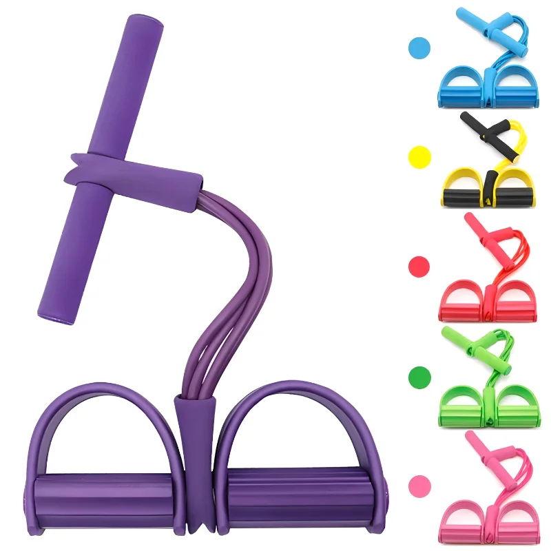 Four-Tube Pedal Tensioner Multi-Functional Household Fitness Equipment Yoga Abdominal Strengthening Elastic Band Tension Rope