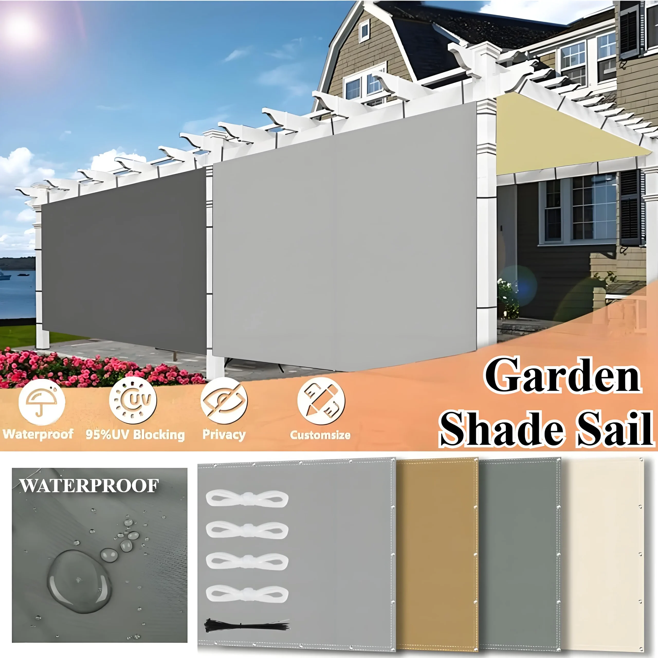 2x3/3x3/3x4/4x5M Sun Shade Sail Waterproof Outdoor Square Rectangle Garden Patio UV Block Party Canopy Pool Camp Awning Shelter 2x3/3x3/3x4/4x5M Sun Shade Sail Waterproof Outdoor Square Rectangle Garden Patio UV Block Party Canopy Pool Camp Awning Shelter