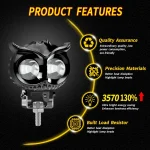 Owl car headlights, motorcycle headlights, yellow and white dual color LED spotlights, driving assistance fog lights, car UTV, t 6