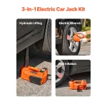 SucceBuy Electric Car Jack, 5T Electric Scissor Jack with Built-In Inflator 12V Tire Changer with  LED Light for Sedan SUV Truck 2