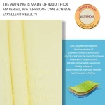 420D Waterproof Square Rectangular Shade sail, Outdoor Garden Swimming Pool Awning, Camping Hiking Sun shelter 4
