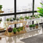 Multi-Tier Wooden Plant Stand Stair-Step Indoor Bamboo Design for Balcony Succulents Floor Flower Display Shelf 4