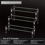 Acrylic Display Stand Multi Layer, Clear Makeup Organizer Rack for Pottery Dolls Figurines, Ladder Shelf Storage 3
