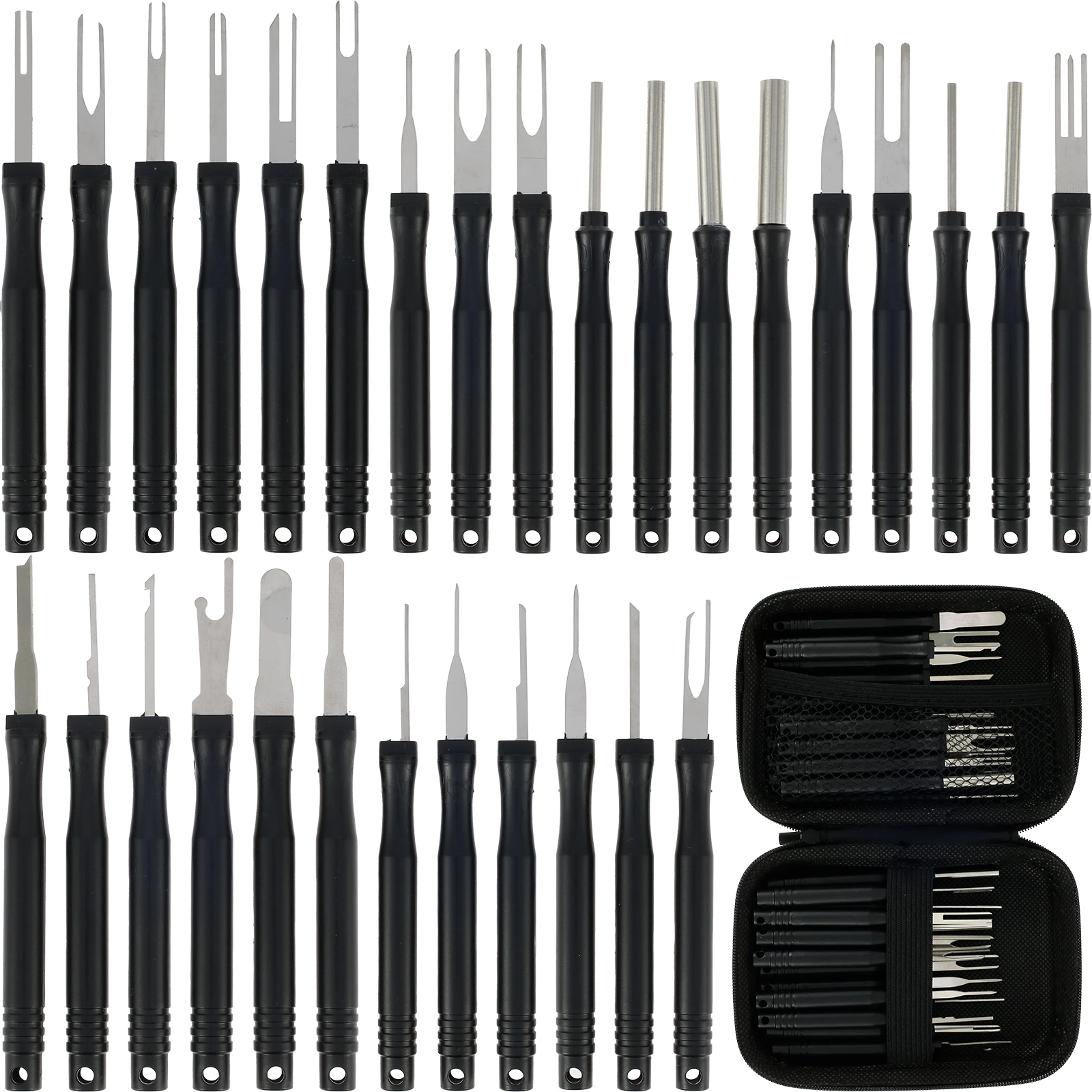 30Pcs Terminal Pin Removal Tool Kit Stainless Steel Pin Extractor Tool Reusable Electrical Wire Connector Pin Release Tool Auto 30Pcs Terminal Pin Removal Tool Kit Stainless Steel Pin Extractor Tool Reusable Electrical Wire Connector Pin Release Tool Auto