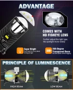 H4 LED Projector Lens Headlight Car LED Headlight Canbus 6000K Hi/Lo Beam Bulb with Turbo Fan 22000LM 90W For Car/Motorcycle 12V 4