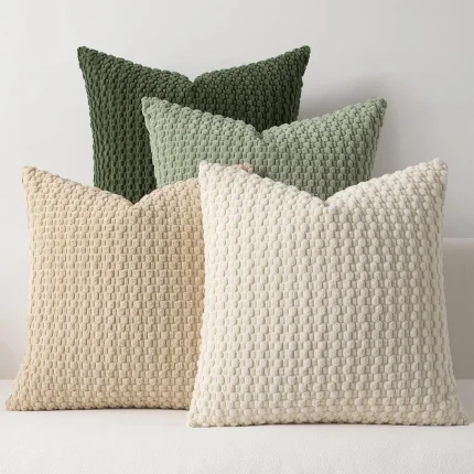 1pc Soft Boho style modern double-sided design pillows cover, Farmhouse Neutral Decorative Home Decor Striped Corduroy Square