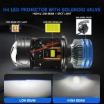 2PCS Car LED Lens Headlight H4 12V Mini Lens Super Bright Hi/Lo Beam White Light 6500K for Cars & Motorcycles Model Compatible 4