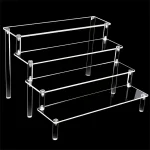 Acrylic Display Stand Multi Layer, Clear Makeup Organizer Rack for Pottery Dolls Figurines, Ladder Shelf Storage