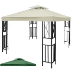 3x3M Garden Gazebo Tent Cover Canopy Replacement Top Canopy Cover 2 Tier Outdoor Patio Garden Tent Roof Top for Patio Sunshade