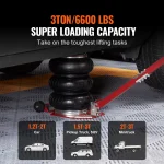 SucceBuy Pneumatic Jack 3 Ton/5 Ton Triple Bag Air Jack Quick Lift Heavy Duty Car Repair Jacks Folding Rod Jacks with Two Wheels 2