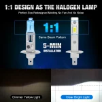 30000LM H1 LED Headlight 100W Mini Canbus H3 Led for Car Headlamp Fanless Light Auto Diode Fog Lamps 6000K White 3000K Yellow 5