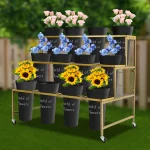 3 Tier Plant Stand with 12 Pots Rolling Flower Display Stand 110lbs Capacity Metal Garden Shelf with Wheels for Balcony Patio 3